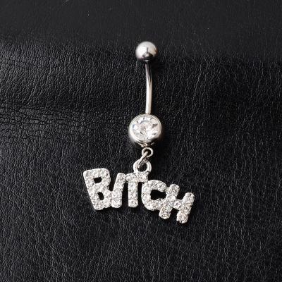 China FASHIONABLE Piercing Umbilical Women Belly Button Nail Ring Dangle Navel Ring For Accessories Letter Dancer for sale