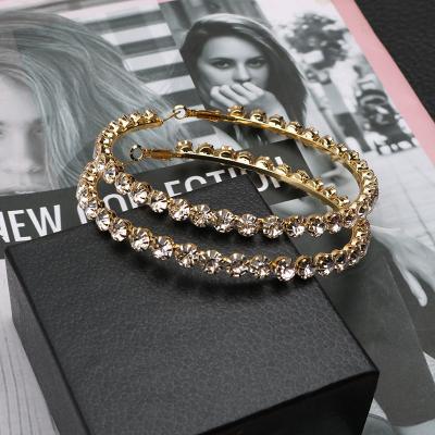 China Vintage Fashion Women Big Rhinestone Crystal Luxury Earring Wholesale Diamond Gold Hoop Earrings Jewelry for sale