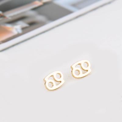 China Vintage Statement Women Charms Elegant Horoscope Ear Ring Zodiac Sign Stud Earrings for sale