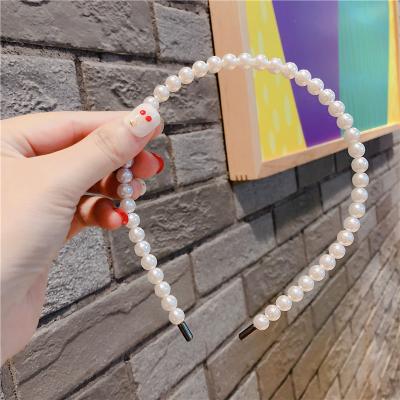 China New Fashion Alloy+Pearl Pearl Headband Simple Hair Circle Headband Jewelry Accessories Large for sale