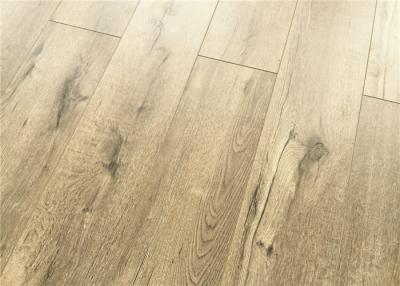 China Natural Color Oak EIR Laminate Flooring 12mm V Groove Edge Deep Wood Cracks Brushed for sale