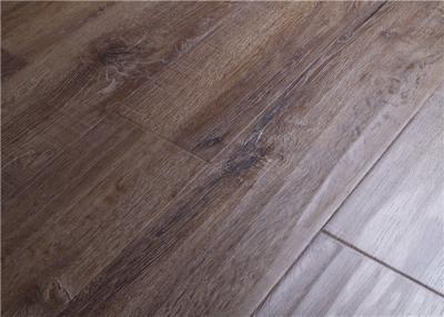 China Dark Oak Distressed Laminate Flooring Swift Click Lock , Floating Glueless Laminate Floor for sale