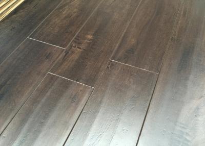 China Distressed Floating Laminate Floor with EIR Surface V Groove , Dark Walnut Wood Flooring for sale