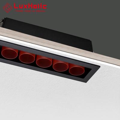 China 12W 24W wall seal modern home office trimless anti-glare multiple heads multicolor rectangular recessed led linear grill downlight for sale