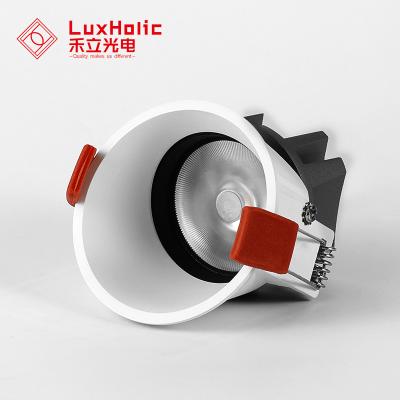 China Modern Luxholic 3000k White Housing Soft Light 76mm Cut 90 CRI Trimless Deep Recessed 8w Led Downlights for sale