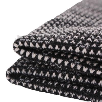 China Factory Stretch Polyester Cotton Blend Shrink-Resistant Knitted Hacci Yarn Dyed Jacquard Tweed Blend Fabric For Jacket Overcoat Luxury Dress for sale