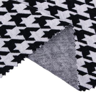 China Cotton Rayon Blend 4 Way Stretch Fabric Shrink-Resistant Houndstooth Thread Dyed Knitted Jacquard Fabric Soft Touch For Apparel Headband for sale