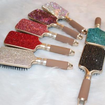 China Bling Shiny Rhinestone Fancy Rhinestone Comb Plastic Glitter Brush Straightener Hair Detangling Tools For Women Girls for sale