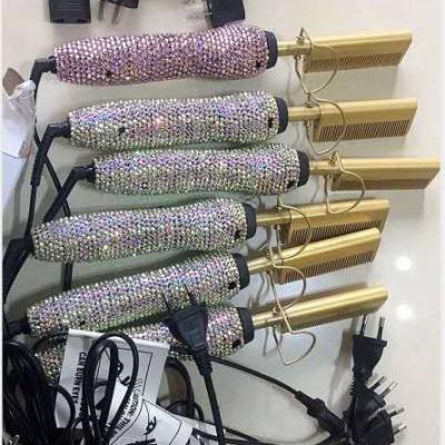 China Hotel Rhinestone Comb Hot Factory Direct Hair Straightener With Colored Stones for sale