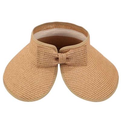 China Sun Protection Kids Sun Hats Eco-Friendly Hat With Sun Visor Roll Up Foldable Wide Brim Straw Lady Visor Hats for sale