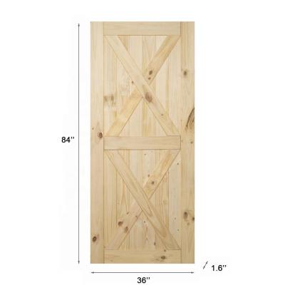 China Sound Insulation 36 in x 84 in Solid Natural Knotty Pine Wood Best Villa DIY Sliding Barn Doors for sale