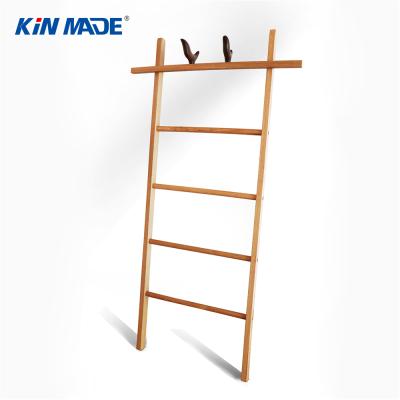 China Vintage Solid Wood Home Ladder Wooden Display Adjustable Shelves Universal Practical Step Ladder for sale