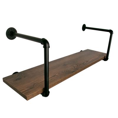 China Industrial Rustic Industrial Retro Iron Pipe Shelf Brackets Wall Mount Iron Pipe Shelf, DIY Open Hung Bracket Shelf for sale