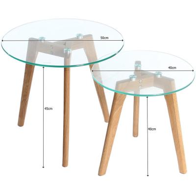 China (Size)Kinmade Adjustable Solid Wood Coffee Table Oak Legs Tempered Glass Top End Table Tea Table Living Room Furniture for sale