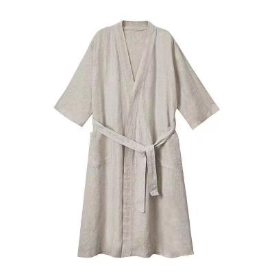 China 2021 Breathable Design Fashion Solid Linen Bathrobe Bathrobe 100% Pajamas For Women for sale