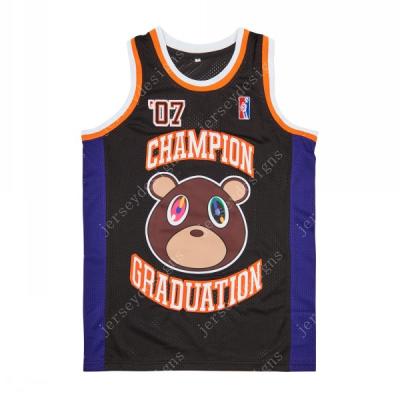 China Men's Hip Hop Rap #07 Ye West 2007 Champions Graduation Breathable Basketball Tank Top Stitched Black for sale