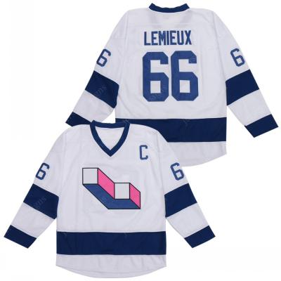 China Shirts & Wholesale Men's #66 Mario Lemieux Ice Hockey Jersey Laval Voisine Stitched White S-3XL Tops for sale