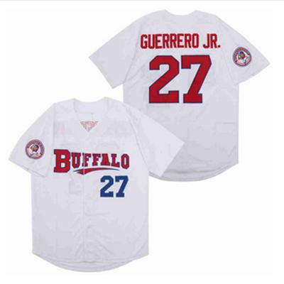 China Breathable Wholesale Bison #27 VLADIMIR GUERRERO Jr. Baseball Jersey White Mens Stitched S-3XL for sale