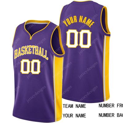 China Wholesale White Yellow Breathable Purple Sublimation Basketball Tank Tops Uniform Customize Mesh Basketball Wear for sale