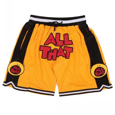 China Wholesale Breathable Yellow ALL THAT Nick Sport Pants Stitched Top Men Basketball Shorts Quality S-XXL for sale