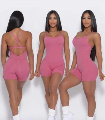 China Breathable Custom Women Quick Dry Yoga Set Yoga Jumpsuit Yoga Suit Fitness Workout Seamless One Piece Short Gym Clothing for sale