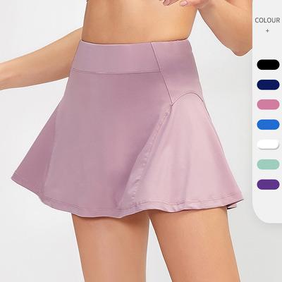 China Quick-Drying Fitness Breathable Tennis Striped Anti-Glare Short Skirt High Waist Sports Skort Women Yoga for sale