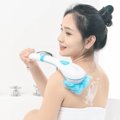 China Modern Long Handle Spa Wash Bath Body Sweep Back Cleaning Shower Scrubber Silicone Bath Sweeps Sponge Set for sale