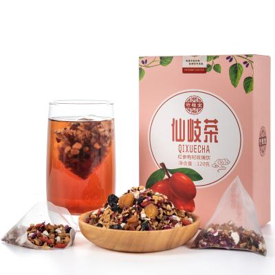 China Red Xianqi Broken Tea Ginseng Loquat Rose Triangle Bag Flower and Fruit Tea for sale