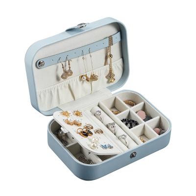 China Wholesale Custom Portable Necklace Ring Earring Organizer Travel Velvet Jewelry Storage Case Logo Leather Small Jewelry Box Jewelry Package for sale