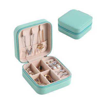 China 2021 Handmade Wholesale Custom Box Travel Jewelry Small Organizer Necklace Ring Earring Storage Case Logo Pu Leather Portable Jewelry for sale