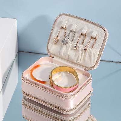 China Wholesale Custom Jewelry Pack Logo Small Jewelry Organizer Travel PU Leather Jewelry Boxes Ring Stud Earrings Rings Box Case Gift Box for sale