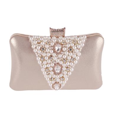 China High Quality Women Bag Solid Rhinestone Beading Ladies Evening Clutch Ceremony Purse Bags Meeting Clutch Handbags for sale