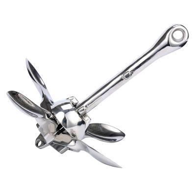 China High Quality 316 Stainless Steel Mirror Polish Folding Boat Anchor Grapple For Boat 0.7KG-12KG for sale