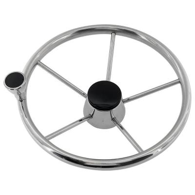 China Marine Style Destroyer 316 Stainless Steel Boat 5-Spoke Steering Wheel With Knob for sale