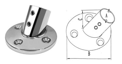 China 316 Stainless Steel 316 Stainless Steel Round Base Marine Hardware Stanchion 60 Degree Base for sale