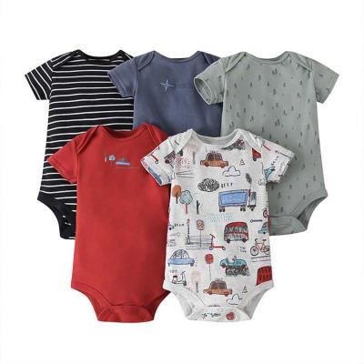 China Cozy Baby Clothes 5 Pcs/Pack Newborn Baby Clothes Baby Short Romper Boutique Summer Sleeve for sale