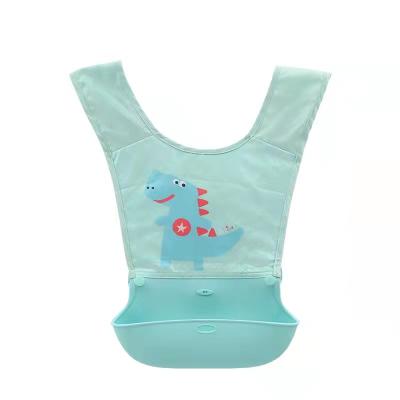 China Popular cute waterproof baby printed silicone bib washable baby vest style silicone bib for sale