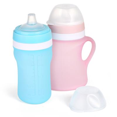 China Reusable Baby Silicone Pouch Spout Baby Food Bottle BPA Free Eco Baby Food Feeding Bottle for sale