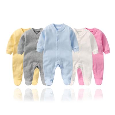 China Plain Newborn Cotton Baby Clothes Sleeeves Long Foot-Wrapped Baby Overalls Custom Made Wholesale for sale