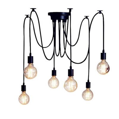 China Vintage Chandelier Pendant Light 360 Degree Retro Illumination E27 Pendent Lamp with 2m Wire Shade Ceiling Adjustable Spider DIY Industrial Style for sale