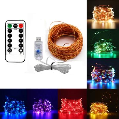 China USB String Lights 10/20M USB LED Copper Wire String Lights Remote Control Copper 8 Modes Mounted Colorful Lights for Christmas Garden Decoration for sale