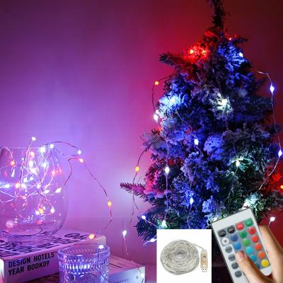 China Led String Waterproof 5M/10M/20M USB Copper Led String Lights 16 Colors 32 Key Fairy Lights Remote Christmas Decoration for sale