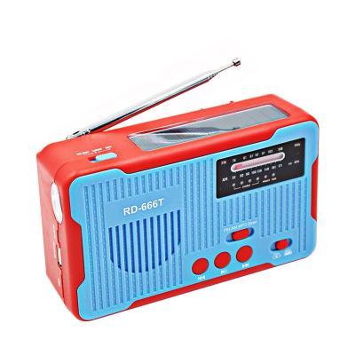 China APP Solar Power Products AM FM PORTABLE Home Radio With Emergency SOS Siren Alarm SD Card Music Player LED Torch for sale