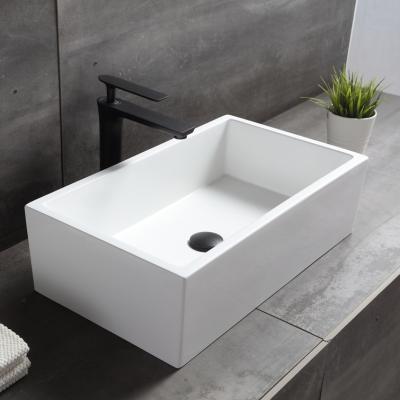 China Modern Sanitary Ware vasque sundowner Counter Top Wash Basin Rectangular Hotel Bathroom Sink Basin for sale