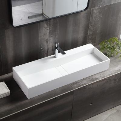 China Modern Pure White Color Solid Surface Ramp Sinks for Hotels and Resorts for sale