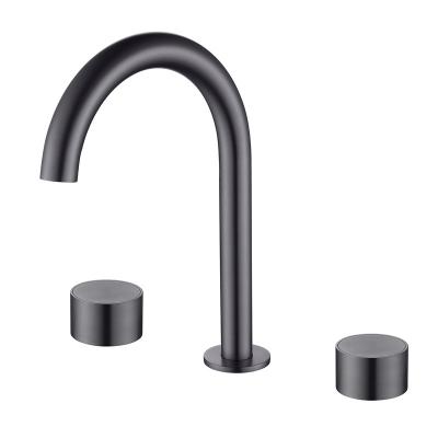 China Metered Faucets LUXSPA  Luxury High Quality 3 holes Matte Black Chrome Washroom Basin Mixer Taps Waterfall Bathroom Basin Faucets for sale