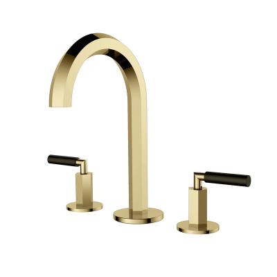 China Metered Faucets Bridge Shape Bathroom Faucets Cold Hot Water Mixer Taps 3 Holes Sink Faucet Brass Material Tall Basin Tap for sale