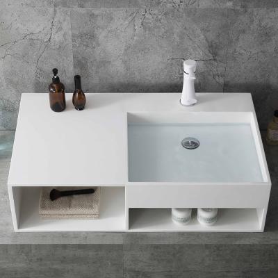 China Modern LUXSPA  wall-hung artificial stone solid surface basin for sale