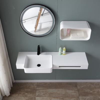 China Modern Bathroom faux marble sink wall mounted sink solid surface cabinet wash hand basin for sale