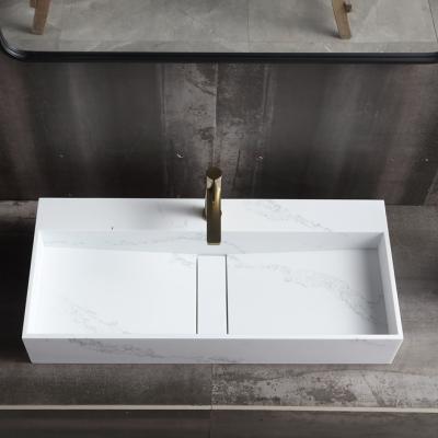 China Modern Factory Direct Supply cast stone Acrylic Solid Surface match  with Vanity Cabinet Bathroom Sink for sale